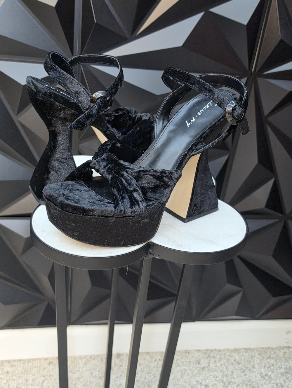 Sam Edelman Black Velvet Platform Block Heels